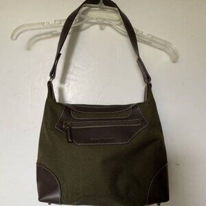 NWT Stone Mountain Green with Brown Leather Trim Asbury Shoulder Bag Tote